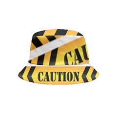 Caution Road Sign Warning Cross Danger Yellow Chevron Line Black Inside Out Bucket Hat (kids) by anzea