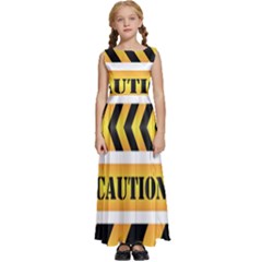 Caution Road Sign Warning Cross Danger Yellow Chevron Line Black Kids  Satin Sleeveless Maxi Dress by anzea