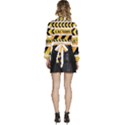 Caution Road Sign Warning Cross Danger Yellow Chevron Line Black Long Sleeve Tie Back Satin Wrap Top View4