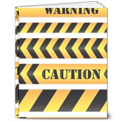 Caution Road Sign Warning Cross Danger Yellow Chevron Line Black 8  X 10  Hardcover Notebook