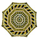 Caution Road Sign Warning Cross Danger Yellow Chevron Line Black Automatic Folding Umbrella with Case (Medium) View1