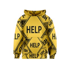 Caution Road Sign Help Cross Yellow Kids  Pullover Hoodie