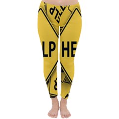 Caution Road Sign Help Cross Yellow Classic Winter Leggings by anzea