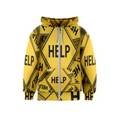 Caution Road Sign Help Cross Yellow Kids  Zipper Hoodie