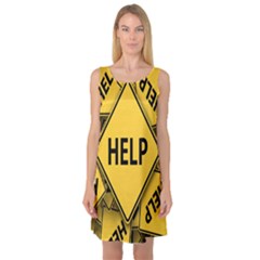 Caution Road Sign Help Cross Yellow Sleeveless Satin Nightdress by anzea