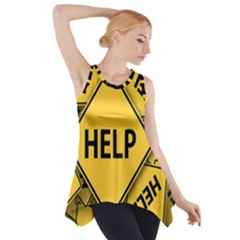 Caution Road Sign Help Cross Yellow Side Drop Tank Tunic by anzea