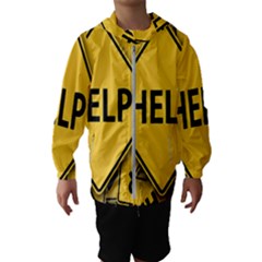 Caution Road Sign Help Cross Yellow Kids  Hooded Windbreaker