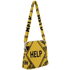 Caution Road Sign Help Cross Yellow Zipper Messenger Bag