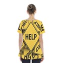 Caution Road Sign Help Cross Yellow Skirt Hem Sports Top View2