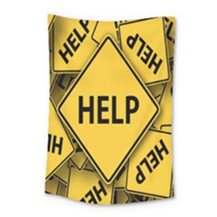 Caution Road Sign Help Cross Yellow Small Tapestry