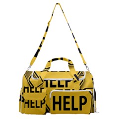 Caution Road Sign Help Cross Yellow Sports Gym Duffle Bag With Shoe Compartment by anzea