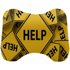 Caution Road Sign Help Cross Yellow Head Support Cushion