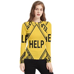 Caution Road Sign Help Cross Yellow Women s Long Sleeve Rash Guard by anzea