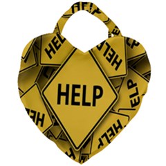 Caution Road Sign Help Cross Yellow Giant Heart Shaped Tote