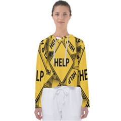 Caution Road Sign Help Cross Yellow Women s Slouchy Sweat