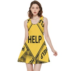 Caution Road Sign Help Cross Yellow Inside Out Reversible Sleeveless Dress