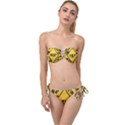 Caution Road Sign Help Cross Yellow Twist Bandeau Bikini Set View1