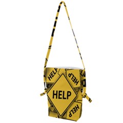 Caution Road Sign Help Cross Yellow Folding Shoulder Bag by anzea