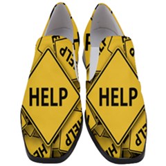 Caution Road Sign Help Cross Yellow Women Slip On Heel Loafers