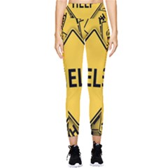 Caution Road Sign Help Cross Yellow Pocket Leggings  by anzea