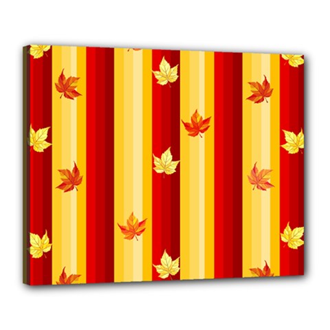 Autumn Fall Leaves Vertical Canvas 20  X 16  (stretched) by anzea