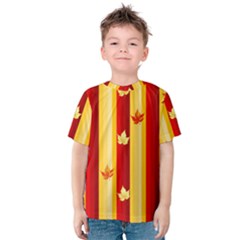 Autumn Fall Leaves Vertical Kids  Cotton T-shirt