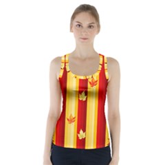 Autumn Fall Leaves Vertical Racer Back Sports Top