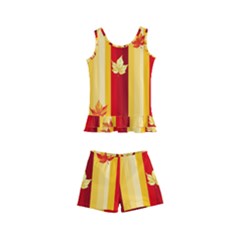 Autumn Fall Leaves Vertical Kids  Boyleg Swimsuit