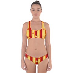 Autumn Fall Leaves Vertical Cross Back Hipster Bikini Set