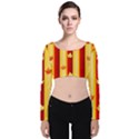 Autumn Fall Leaves Vertical Velvet Long Sleeve Crop Top View1