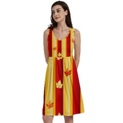 Autumn Fall Leaves Vertical Classic Skater Dress