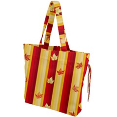 Autumn Fall Leaves Vertical Drawstring Tote Bag