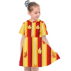 Autumn Fall Leaves Vertical Kids  Sailor Dress