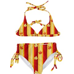 Autumn Fall Leaves Vertical Kids  Classic Bikini Set