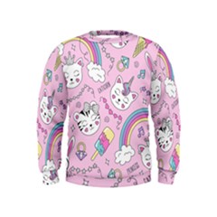 Beautiful Cute Animals Pattern Pink Kids  Sweatshirt