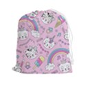 Beautiful Cute Animals Pattern Pink Drawstring Pouch (2XL) View1