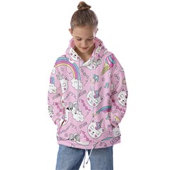 Beautiful Cute Animals Pattern Pink Kids  Oversized Hoodie