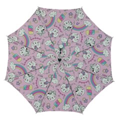 Beautiful Cute Animals Pattern Pink Automatic Folding Umbrella With Case (medium)