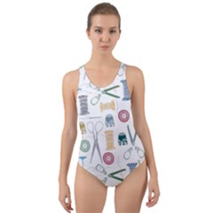 Pattern Seamless Texture Sewing Cut-out Back One Piece Swimsuit