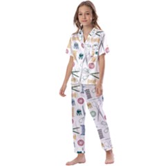 Pattern Seamless Texture Sewing Kids  Satin Short Sleeve Pajamas Set