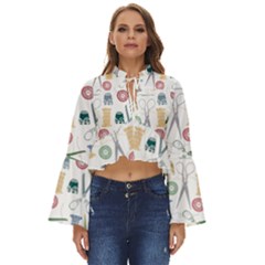 Pattern Seamless Texture Sewing Boho Long Bell Sleeve Top