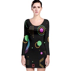 Colartive, Aesthetic, Amoled, Black, Colorful, Desenho Long Sleeve Velvet Bodycon Dress