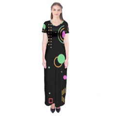 Colartive, Aesthetic, Amoled, Black, Colorful, Desenho Short Sleeve Maxi Dress by kyorashop23