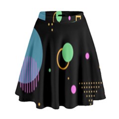 Colartive, Aesthetic, Amoled, Black, Colorful, Desenho High Waist Skirt by kyorashop23