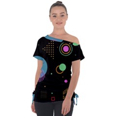 Colartive, Aesthetic, Amoled, Black, Colorful, Desenho Off Shoulder Tie-up T-shirt