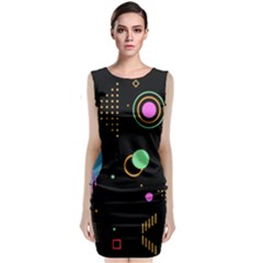 Colartive, Aesthetic, Amoled, Black, Colorful, Desenho Sleeveless Velvet Midi Dress