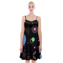 Colartive, Aesthetic, Amoled, Black, Colorful, Desenho Spaghetti Strap Velvet Dress