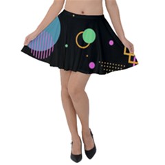 Colartive, Aesthetic, Amoled, Black, Colorful, Desenho Velvet Skater Skirt