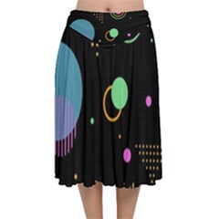 Colartive, Aesthetic, Amoled, Black, Colorful, Desenho Velvet Flared Midi Skirt