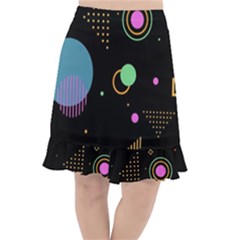 Colartive, Aesthetic, Amoled, Black, Colorful, Desenho Fishtail Chiffon Skirt by kyorashop23